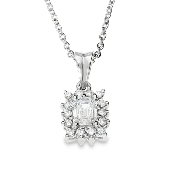18ct White Gold Diamond Pendant & Necklace - 18" - 0.72ct
