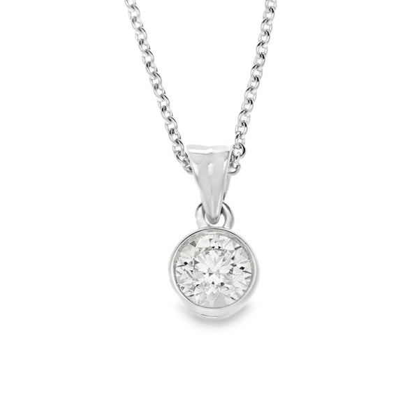 18ct White Gold Diamond Pendant & Necklace - 18" - 1.00ct