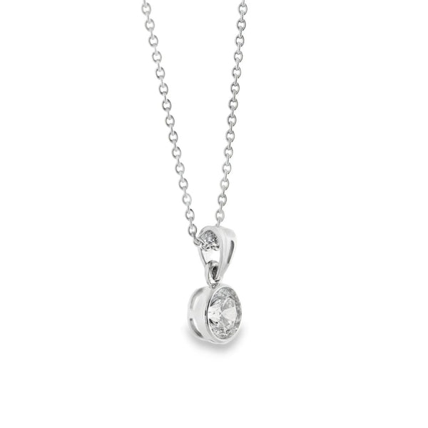 18ct White Gold Diamond Pendant & Necklace - 18" - 1.00ct
