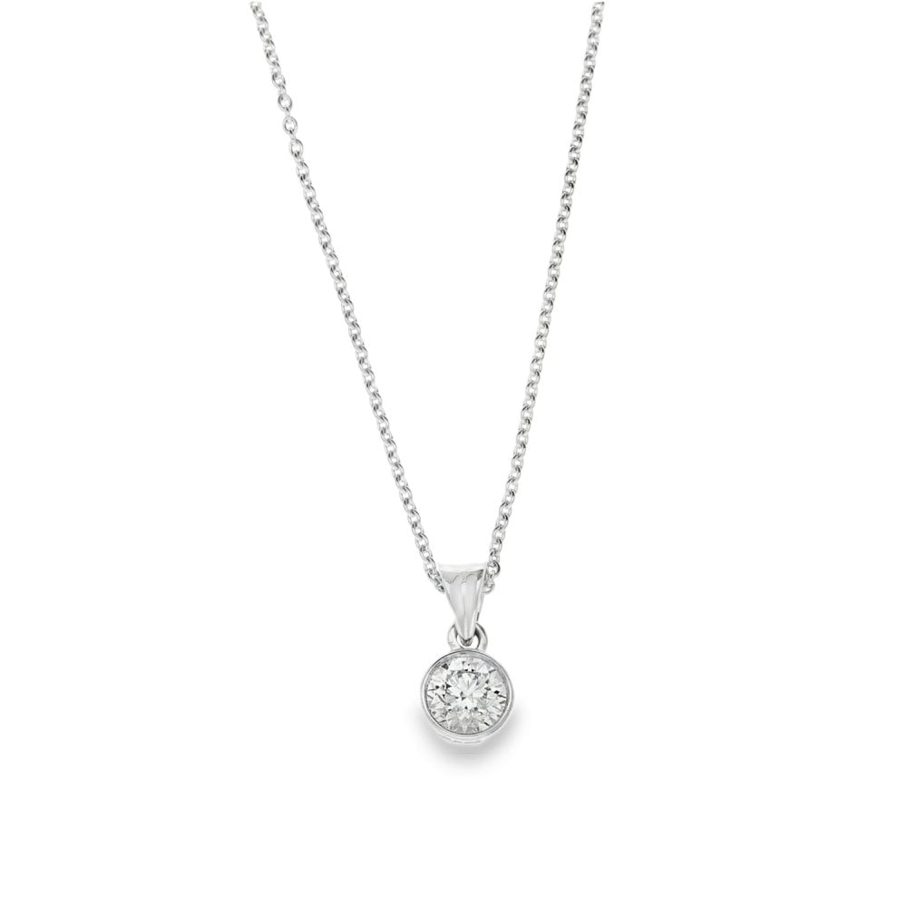 18ct White Gold Diamond Pendant & Necklace - 18" - 1.00ct