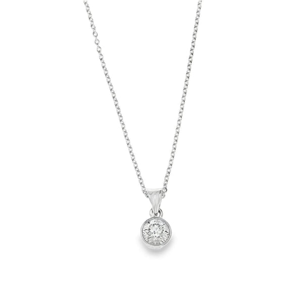 18ct White Gold Diamond Pendant & Necklace - 18" - 1.00ct
