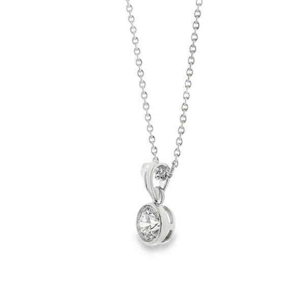 18ct White Gold Diamond Pendant & Necklace - 18" - 1.00ct