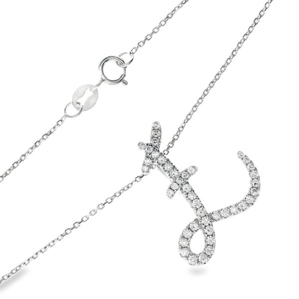 18ct White Gold Diamond Initial E Pendant & Necklace - 0.26ct