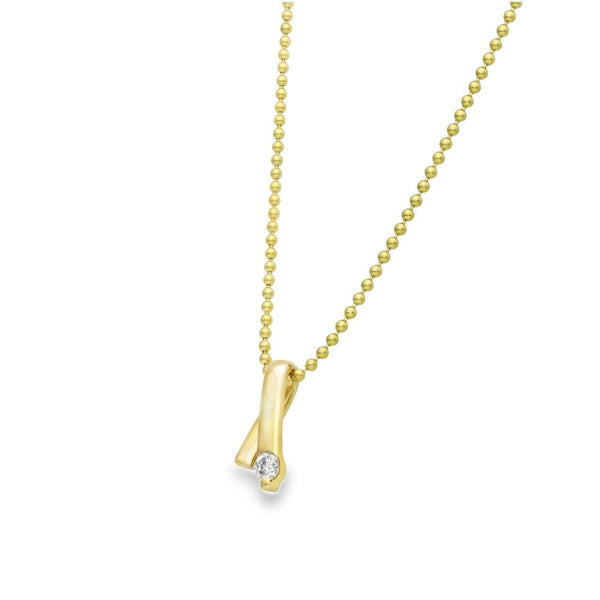 18ct Yellow Gold Diamond Pendant & Necklace - 20" - 13.9g