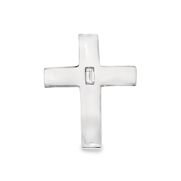 18ct White Gold Diamond Cross Pendant - 21x27mm - 0.13ct