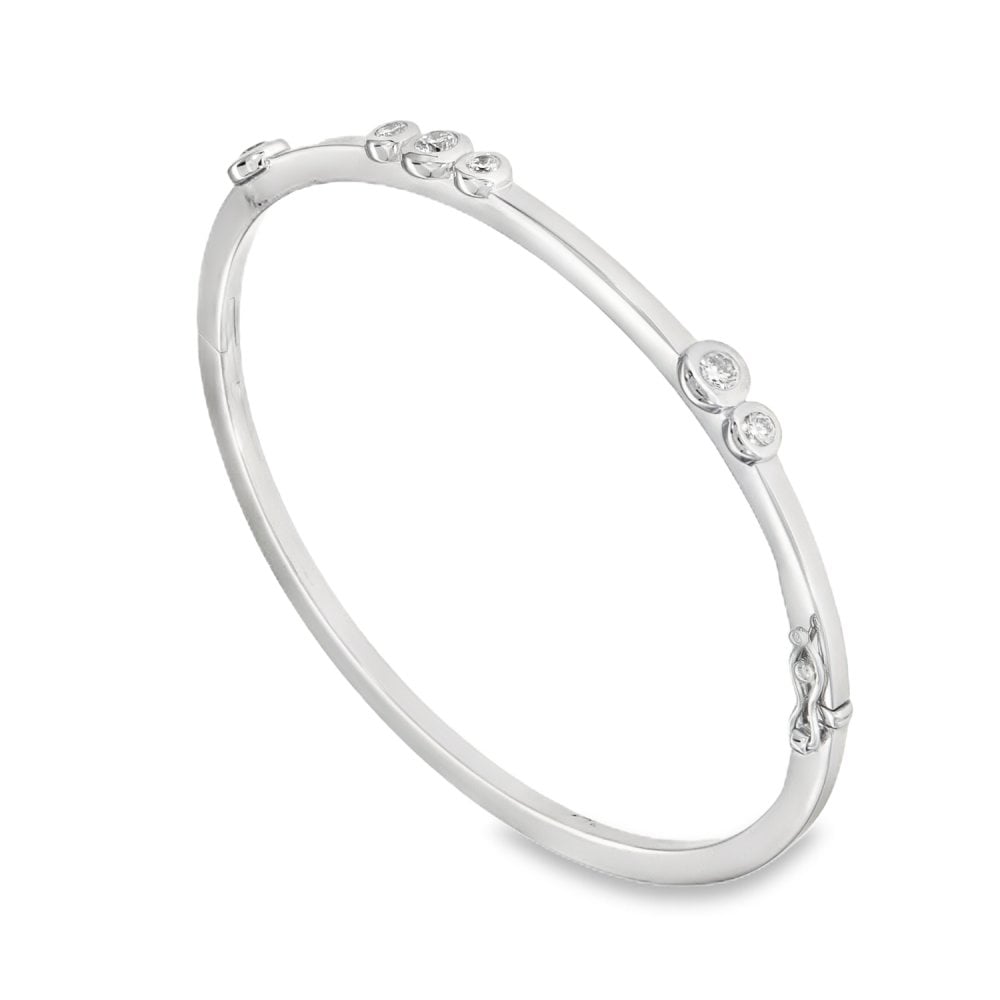 18ct White Gold Diamond Scatter Bangle - 16.5cm - 0.45ct
