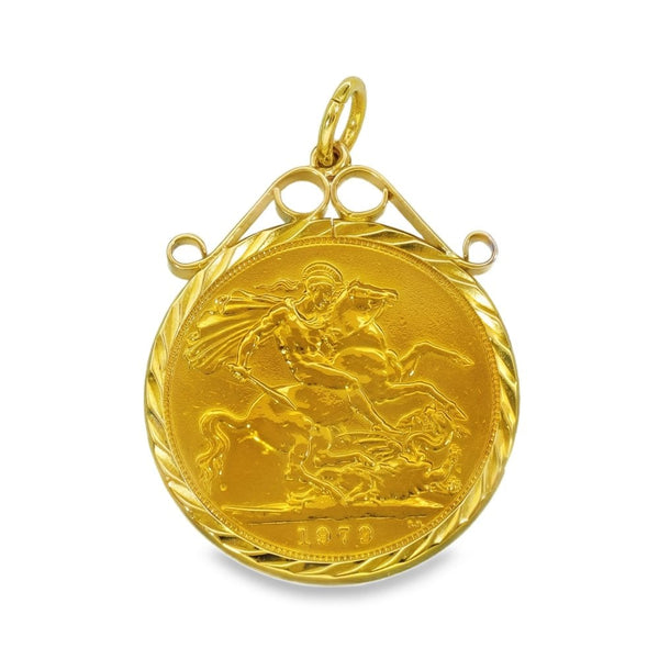 1979 Yellow Gold Full Sovereign Coin Pendant - 23x28x2.5mm -9.5g