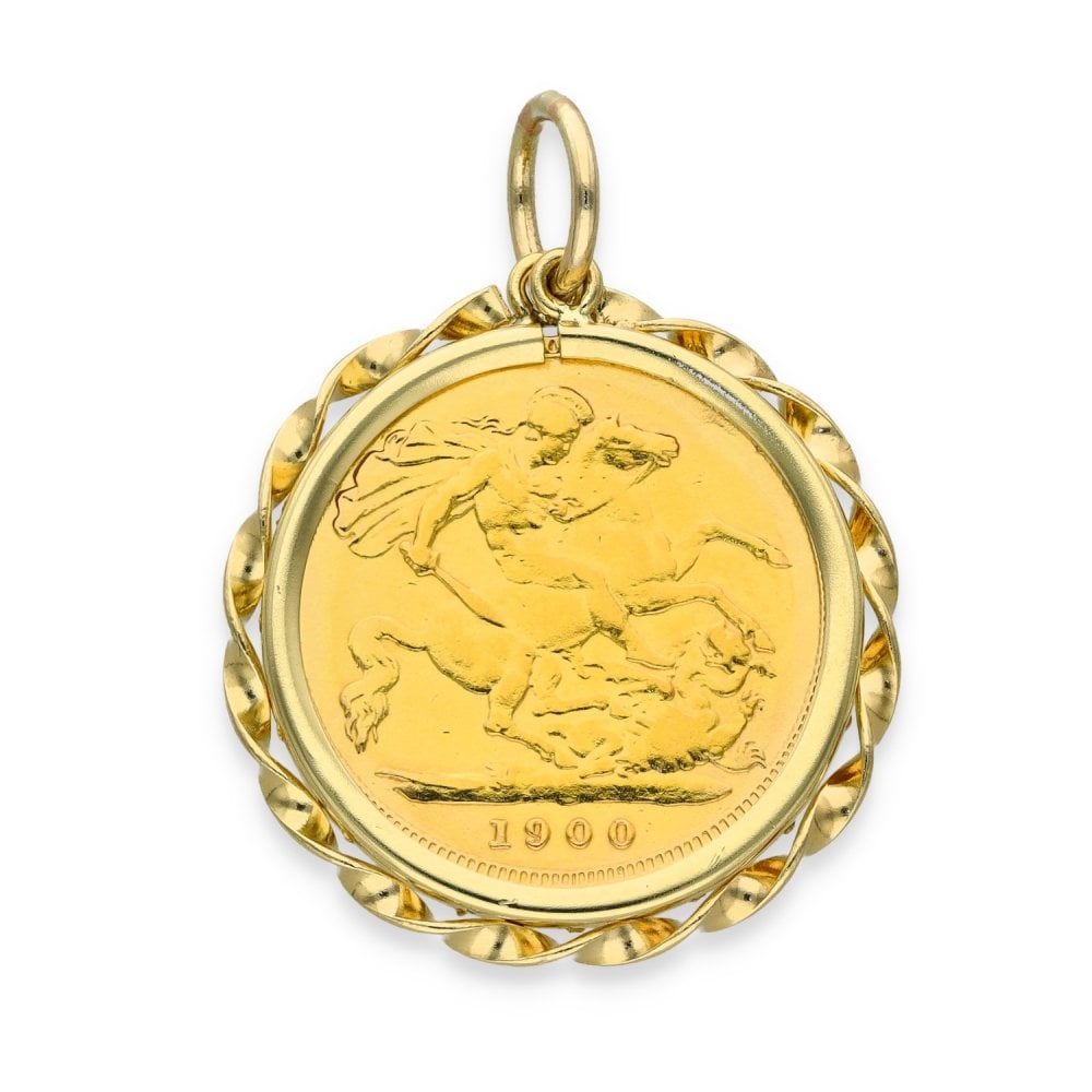 1900 Yellow Gold Half Sovereign Coin Pendant - 23x24x2.5mm -7.2g