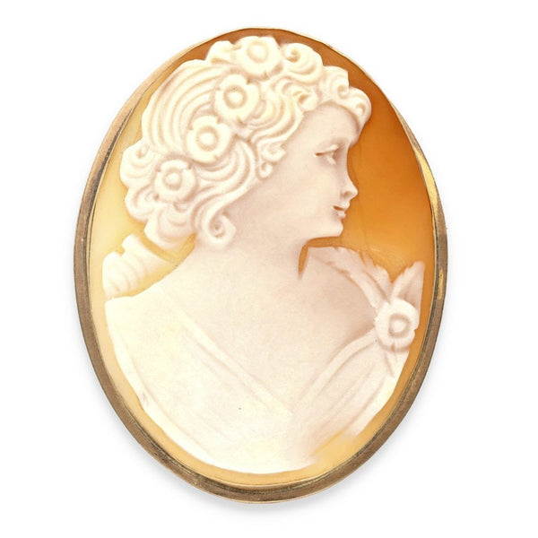 9ct Yellow Gold Oval Cameo Brooch - 42x52mm - 9.6g