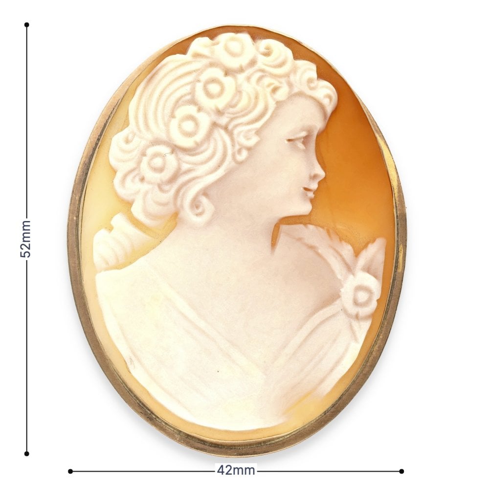 9ct Yellow Gold Oval Cameo Brooch - 42x52mm - 9.6g