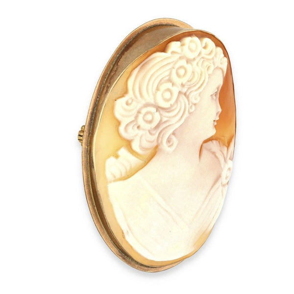 9ct Yellow Gold Oval Cameo Brooch - 42x52mm - 9.6g