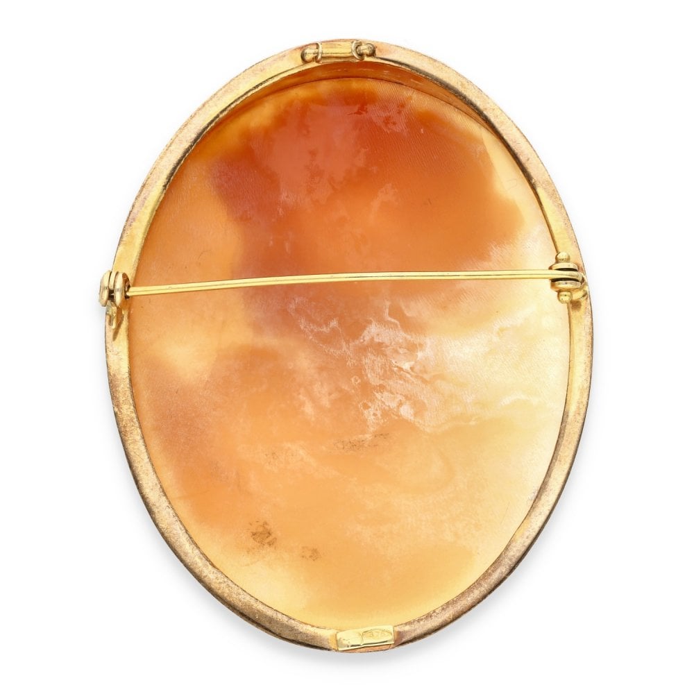 9ct Yellow Gold Oval Cameo Brooch - 42x52mm - 9.6g