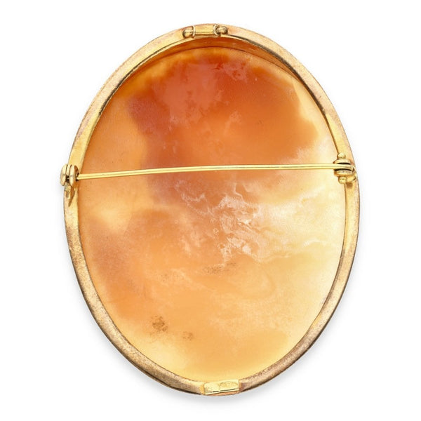 9ct Yellow Gold Oval Cameo Brooch - 42x52mm - 9.6g