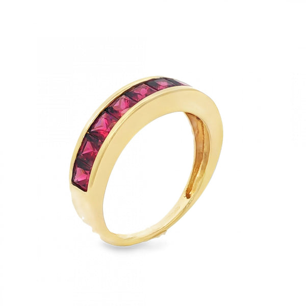 9ct Yellow Gold Purple CZ Half-Eternity Ring - Size M - 5mm