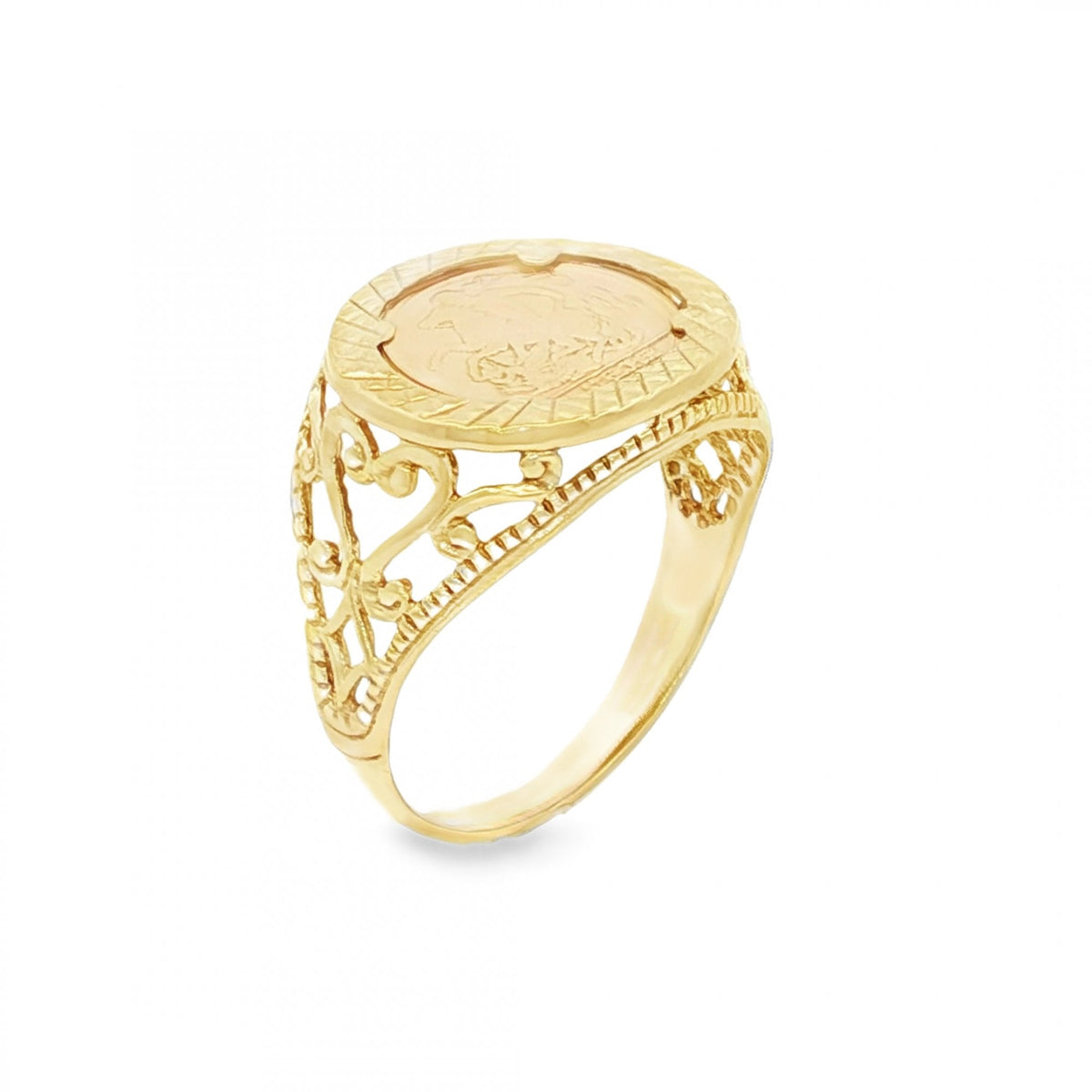 9ct Yellow Gold Mounted St. George Ring - Size L½ - 2.0g