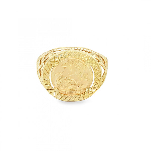 9ct Yellow Gold Mounted St. George Ring - Size L½ - 2.0g