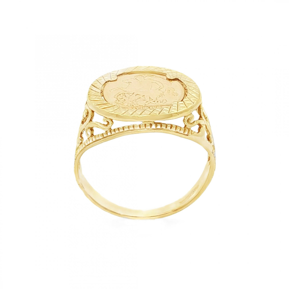 9ct Yellow Gold Mounted St. George Ring - Size L½ - 2.0g