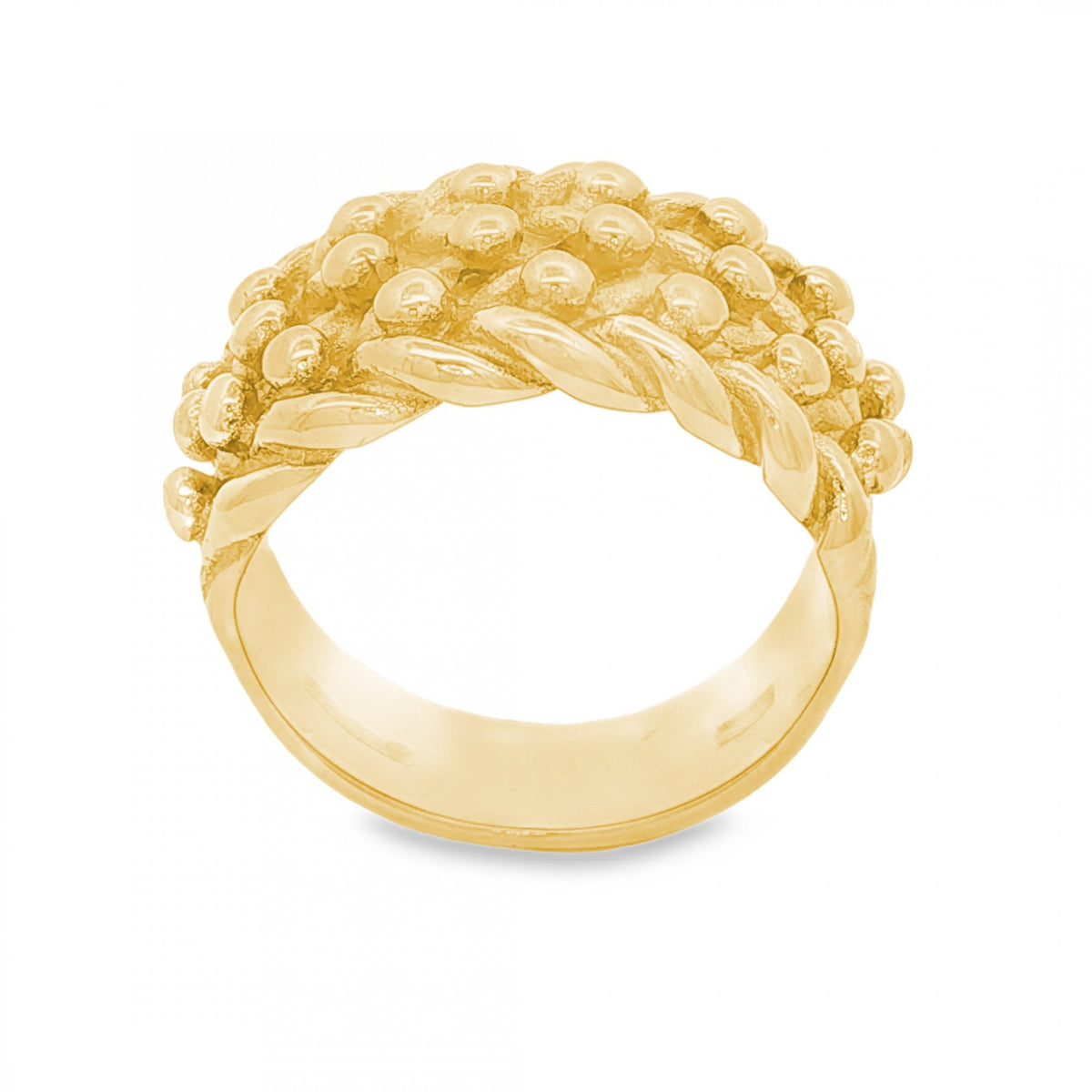 9ct Yellow Gold Shot Ring - Size R - 11.4g