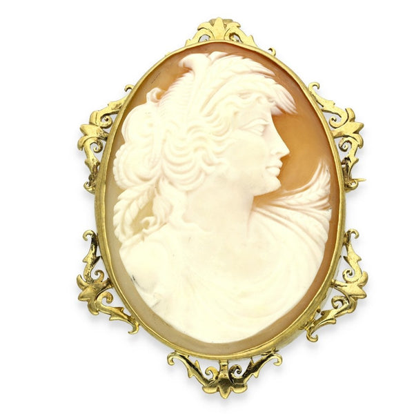 9ct Yellow Gold Oval Cameo Brooch - 40x54mm - 15.1g
