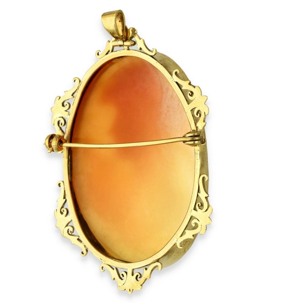 9ct Yellow Gold Oval Cameo Brooch - 40x54mm - 15.1g