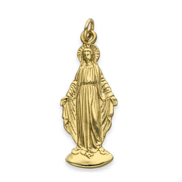9ct Yellow Gold Mary Pendant - 15x38x2mm - 4.4g