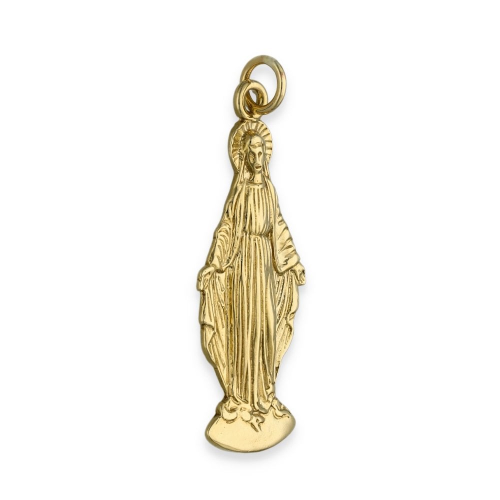 9ct Yellow Gold Mary Pendant - 15x38x2mm - 4.4g