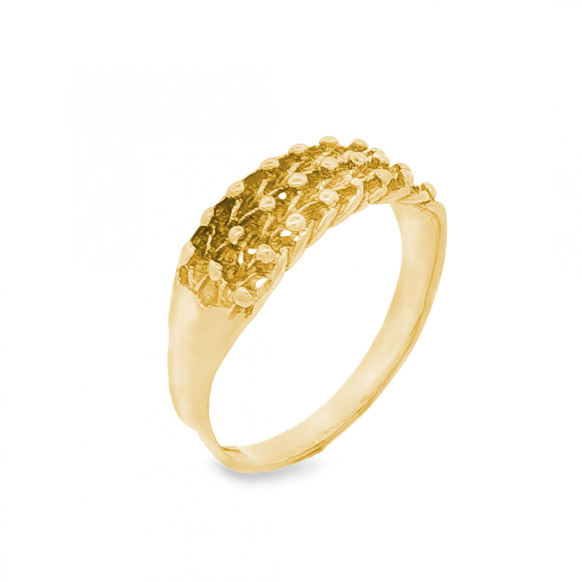 9ct Yellow Gold Shot Ring - Size T - 7mm