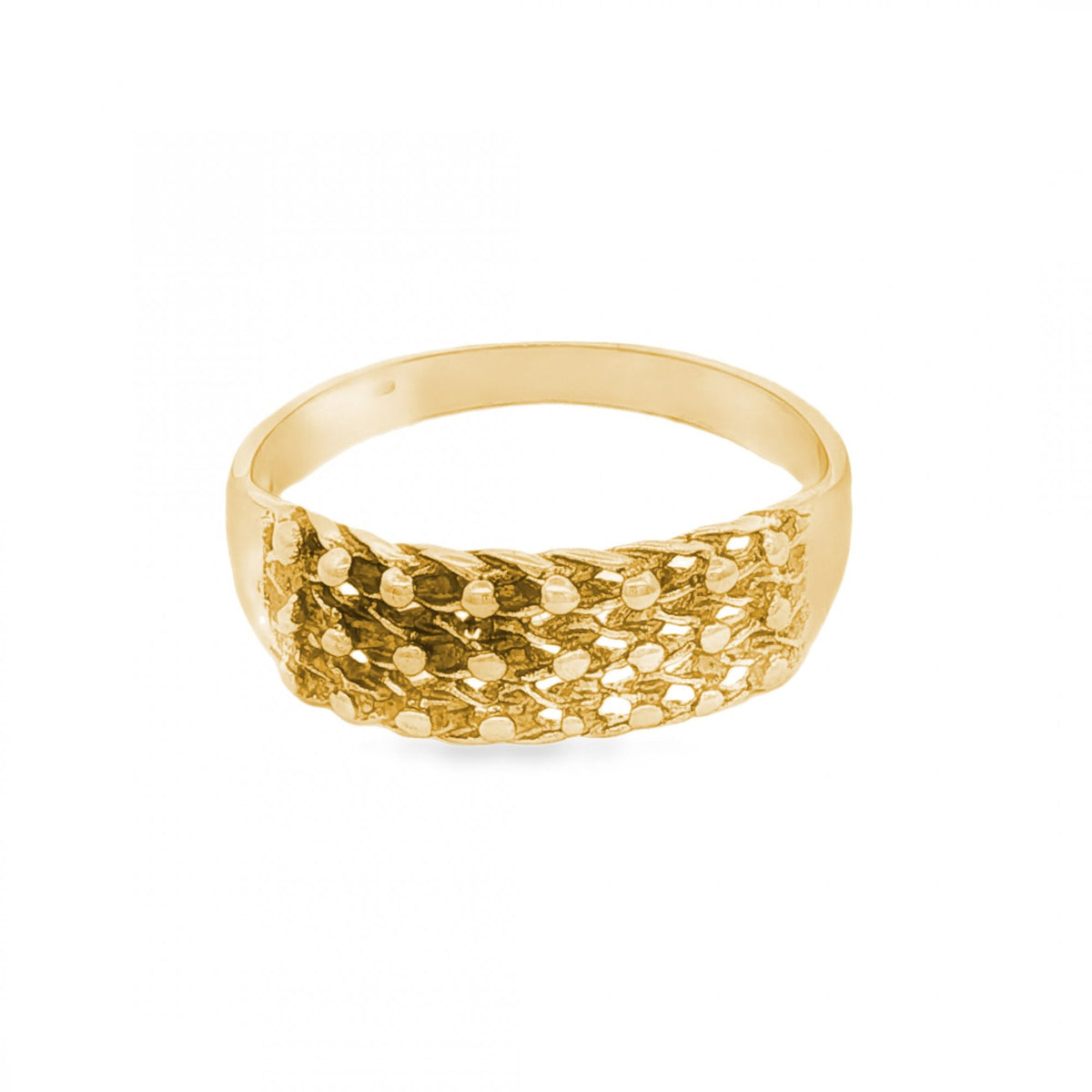 9ct Yellow Gold Shot Ring - Size T - 7mm