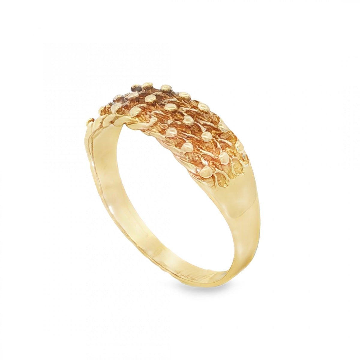 9ct Yellow Gold Shot Ring - Size T - 7mm