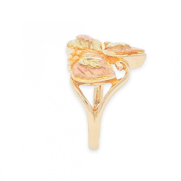 9ct Yellow & Rose Gold 3 Leaf Dress Ring - Size P - 4.4g