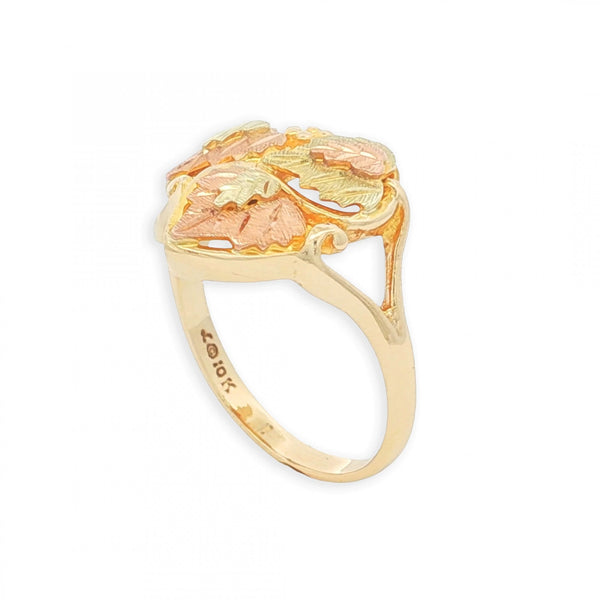 9ct Yellow & Rose Gold 3 Leaf Dress Ring - Size P - 4.4g