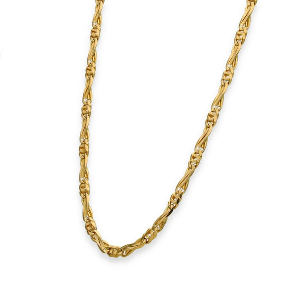 18ct Yellow Gold Alternating Fancy-Link Chain - 19" - 20.4g