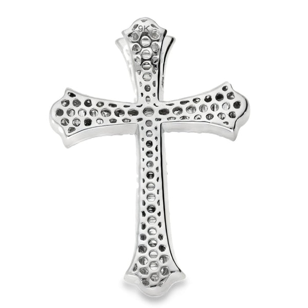 9ct White Gold Diamond Cross Pendant - 27x37x5mm - 2.08ct