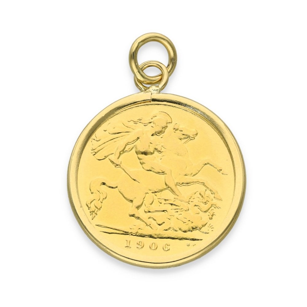 1906 Yellow Gold Half Sovereign Coin Pendant - 20x24x1.5mm -4.8g