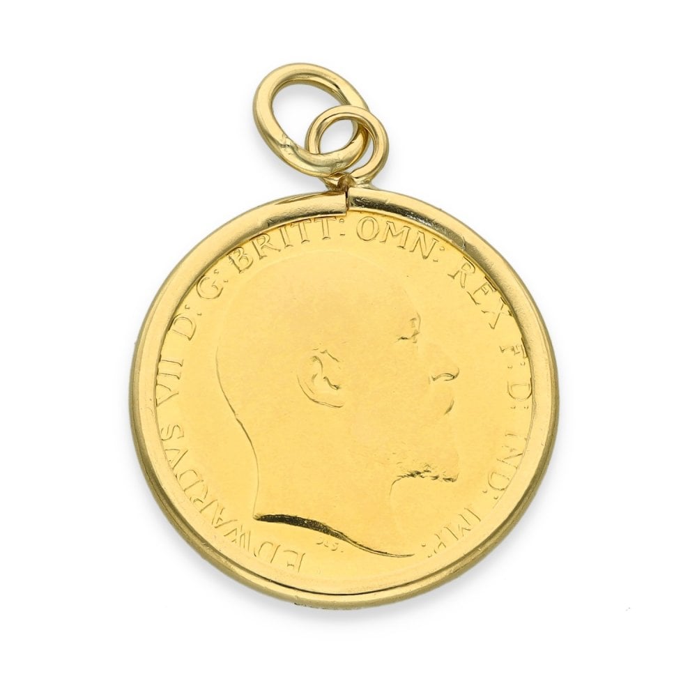 1906 Yellow Gold Half Sovereign Coin Pendant - 20x24x1.5mm -4.8g