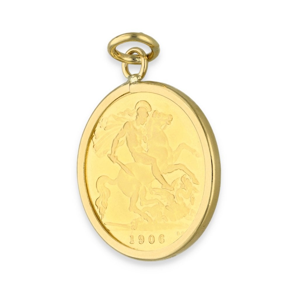 1906 Yellow Gold Half Sovereign Coin Pendant - 20x24x1.5mm -4.8g