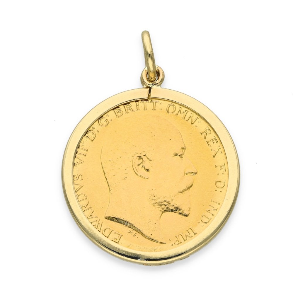 1907 Yellow Gold Half Sovereign Coin Pendant - 21x34x1.5mm -4.7g