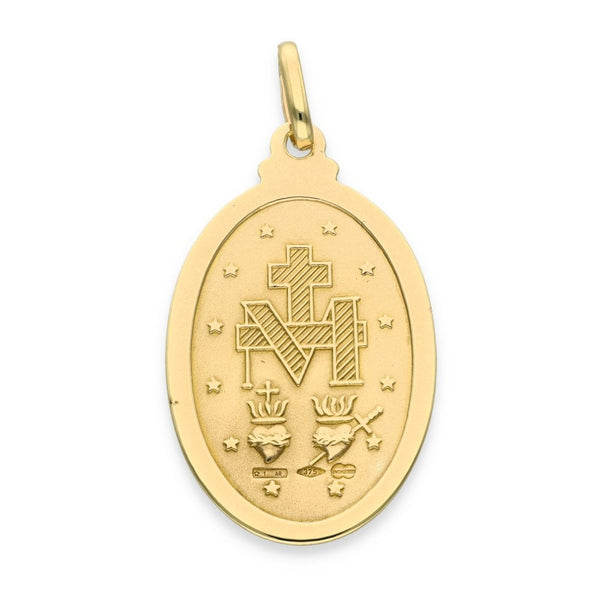 9ct Yellow Gold Oval Miraculous Pendant - 21x34x1.5mm - 4.7g