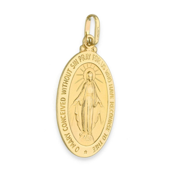 9ct Yellow Gold Oval Miraculous Pendant - 21x34x1.5mm - 4.7g