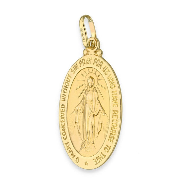 9ct Yellow Gold Oval Miraculous Pendant - 21x34x1.5mm - 4.7g