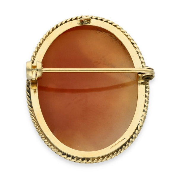 9ct Yellow Gold Oval Cameo Brooch - 26x32x11mm - 7.8g