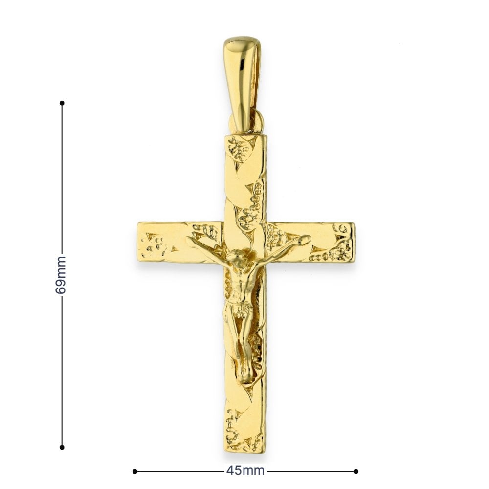 9ct Yellow Gold Crucifix Cross Pendant - 45x69x8mm - 22.5g