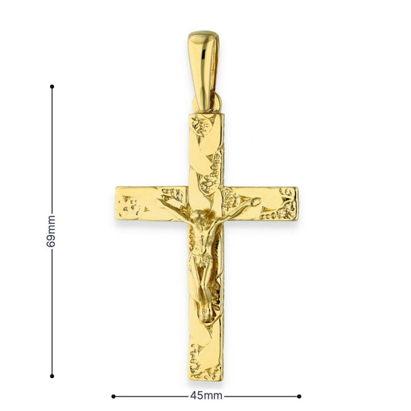 9ct Yellow Gold Crucifix Cross Pendant - 45x69x8mm - 22.5g