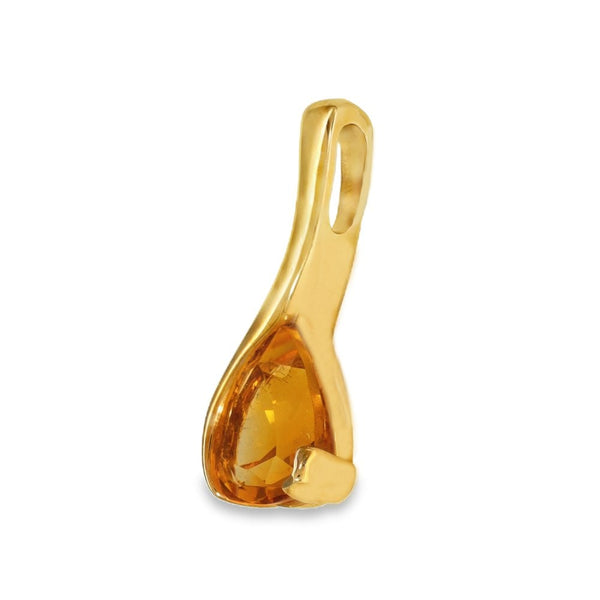 9ct Yellow Gold Trillion Citrine Pendant - 12x23x6mm - 2.8g