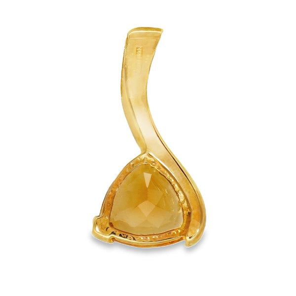 9ct Yellow Gold Trillion Citrine Pendant - 12x23x6mm - 2.8g