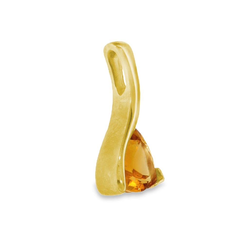 9ct Yellow Gold Trillion Citrine Pendant - 12x23x6mm - 2.8g