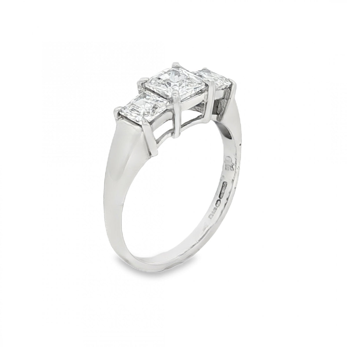 9ct White Gold CZ Trilogy Ring - Size L½ - 2.7g