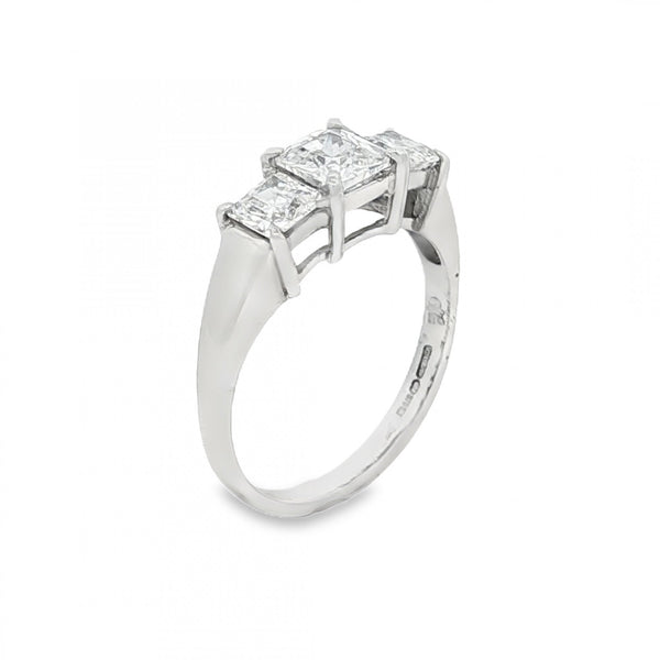 9ct White Gold CZ Trilogy Ring - Size L½ - 2.7g