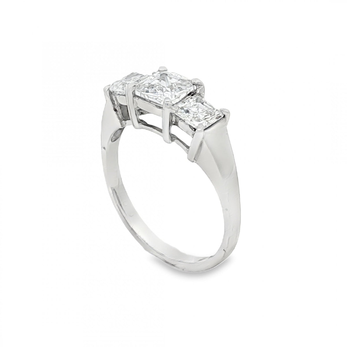 9ct White Gold CZ Trilogy Ring - Size L½ - 2.7g