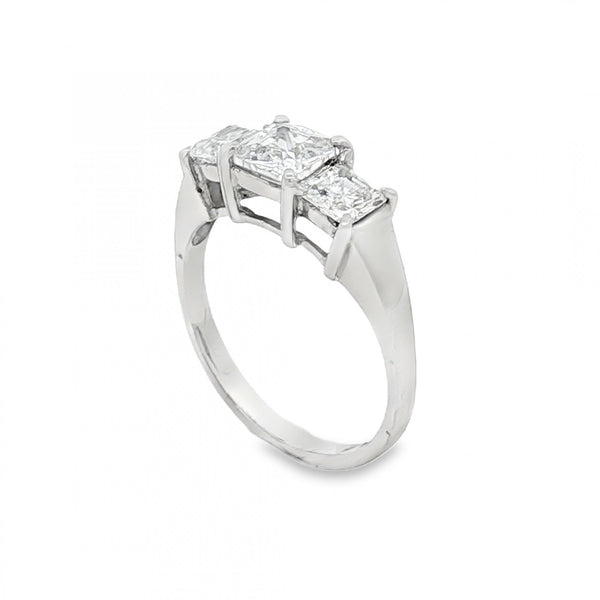 9ct White Gold CZ Trilogy Ring - Size L½ - 2.7g